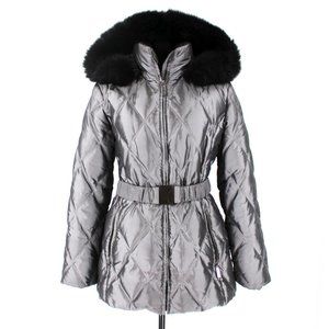 Puffer coat with fox fur hood clearance